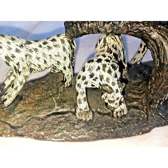 Heavy Snow Leopard Sculpture Carved Stone Big Cats Figurine Handmade Decor - Picture 9 of 14